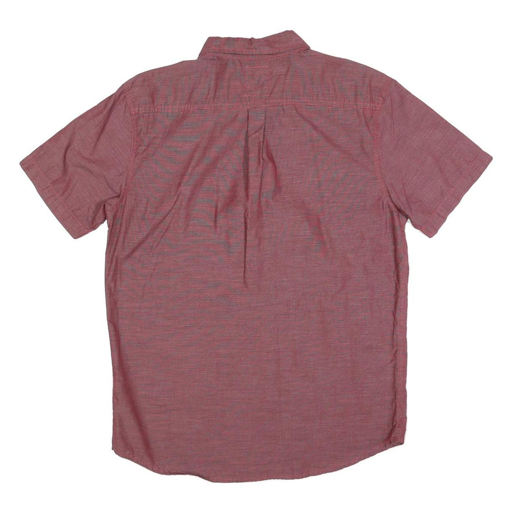LEVI'S Mens Red Plain Cotton Blend Shirt M Button-Down Collar Short Sleeve