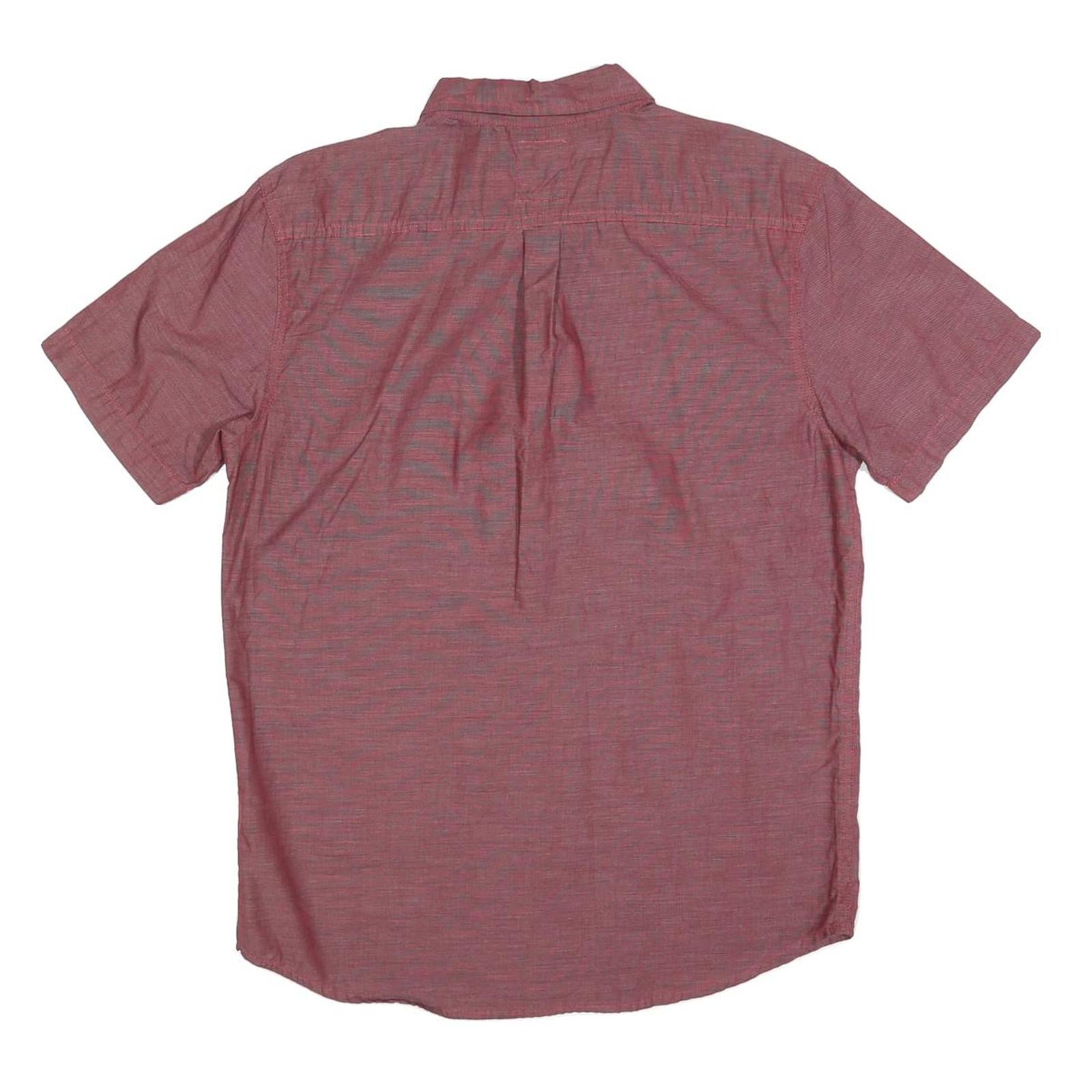 LEVI'S Mens Red Plain Cotton Blend Shirt M Button-Down Collar Short Sleeve