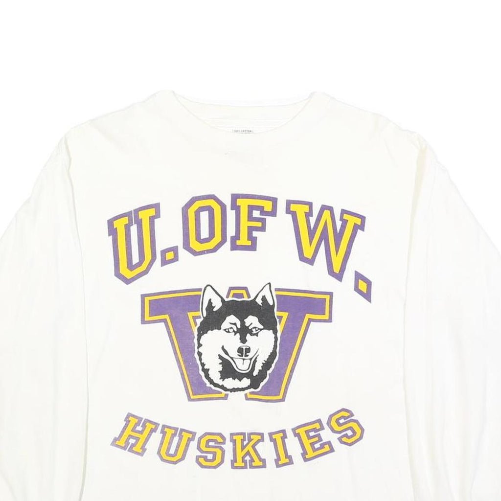 Womens White University Of Washington Huskies Graphic T-Shirt XL Long Sleeve