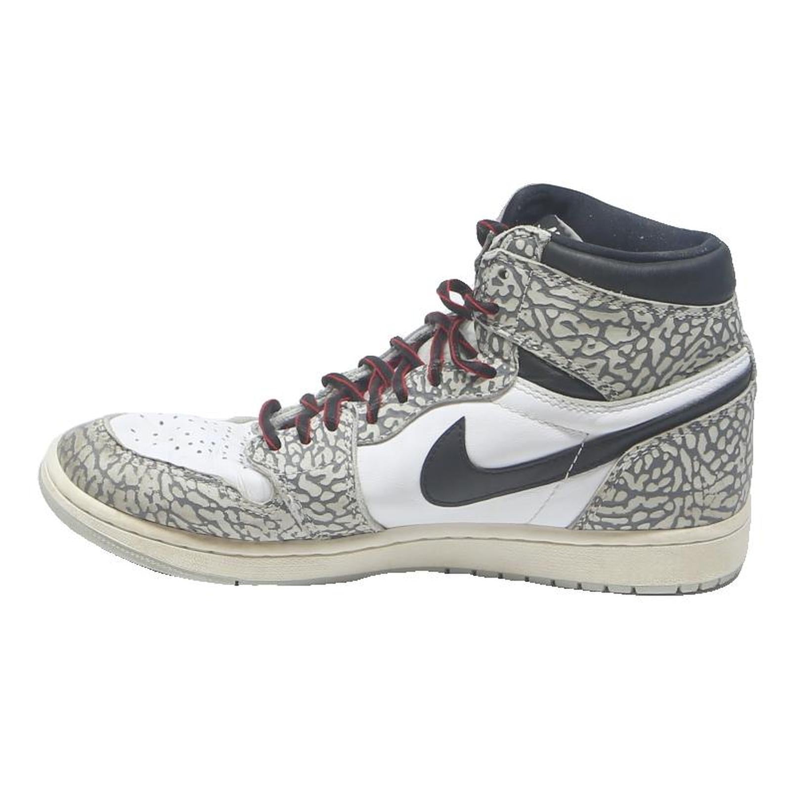NIKE Air Jordan 1 Retro High Mens Leather White Black UK 7.5 Unique Print Laces