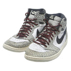 NIKE Air Jordan 1 Retro High Mens Leather White Black UK 7.5 Unique Print Laces