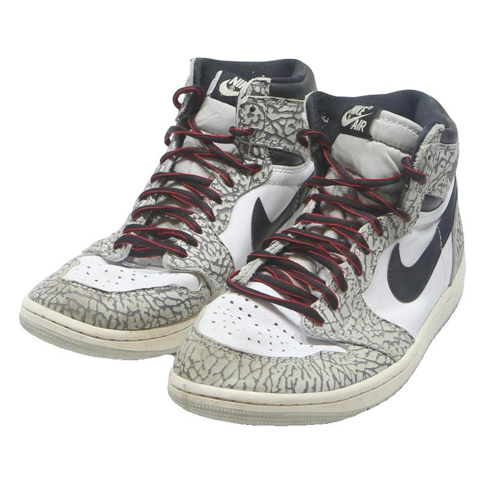 NIKE Air Jordan 1 Retro High Mens Leather White Black UK 7.5 Unique Print Laces