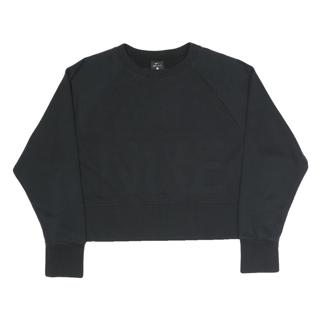 NIKE Womens Black Cotton Blend Sweatshirt Crew Neck S Embossed Logo Pullover