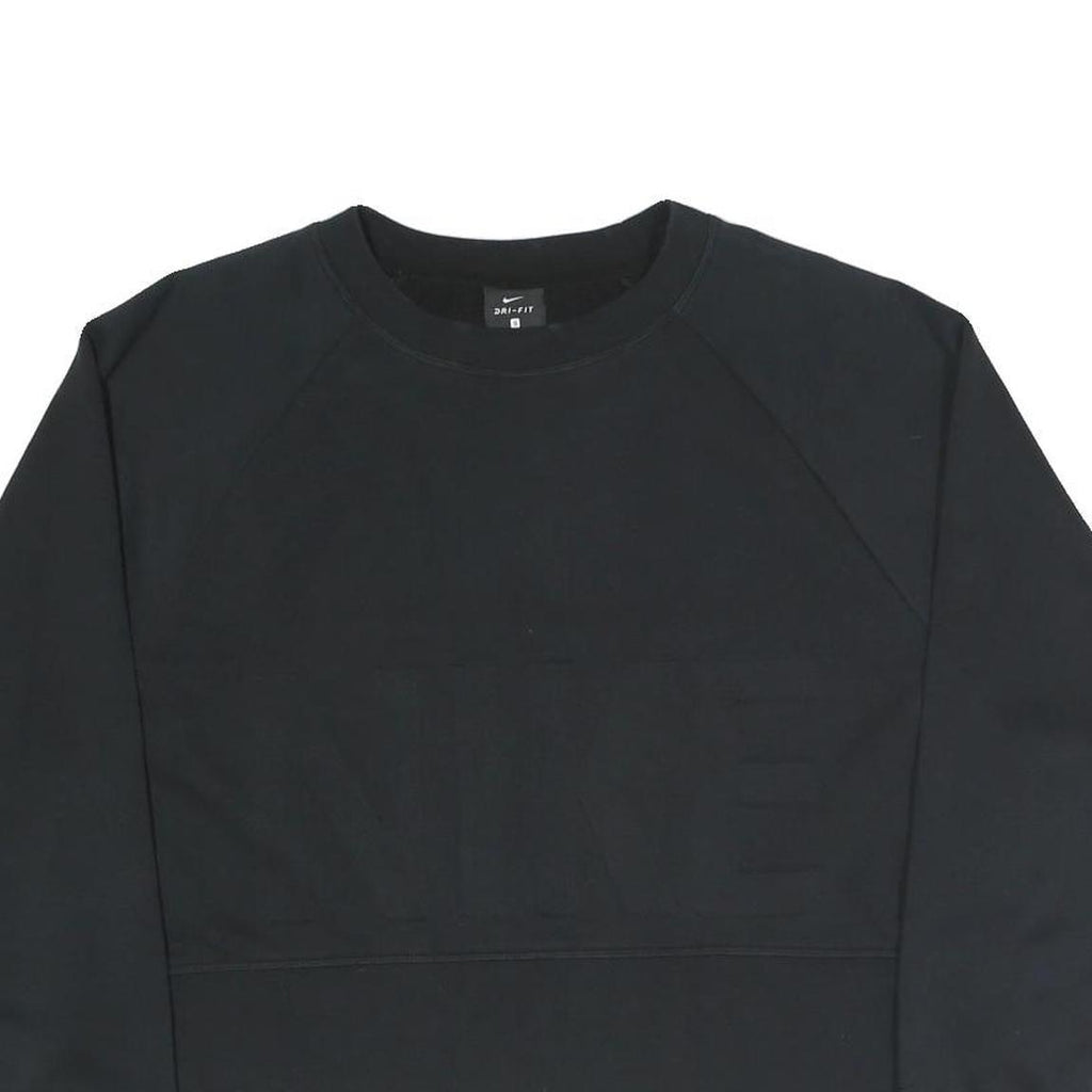 NIKE Womens Black Cotton Blend Sweatshirt Crew Neck S Embossed Logo Pullover