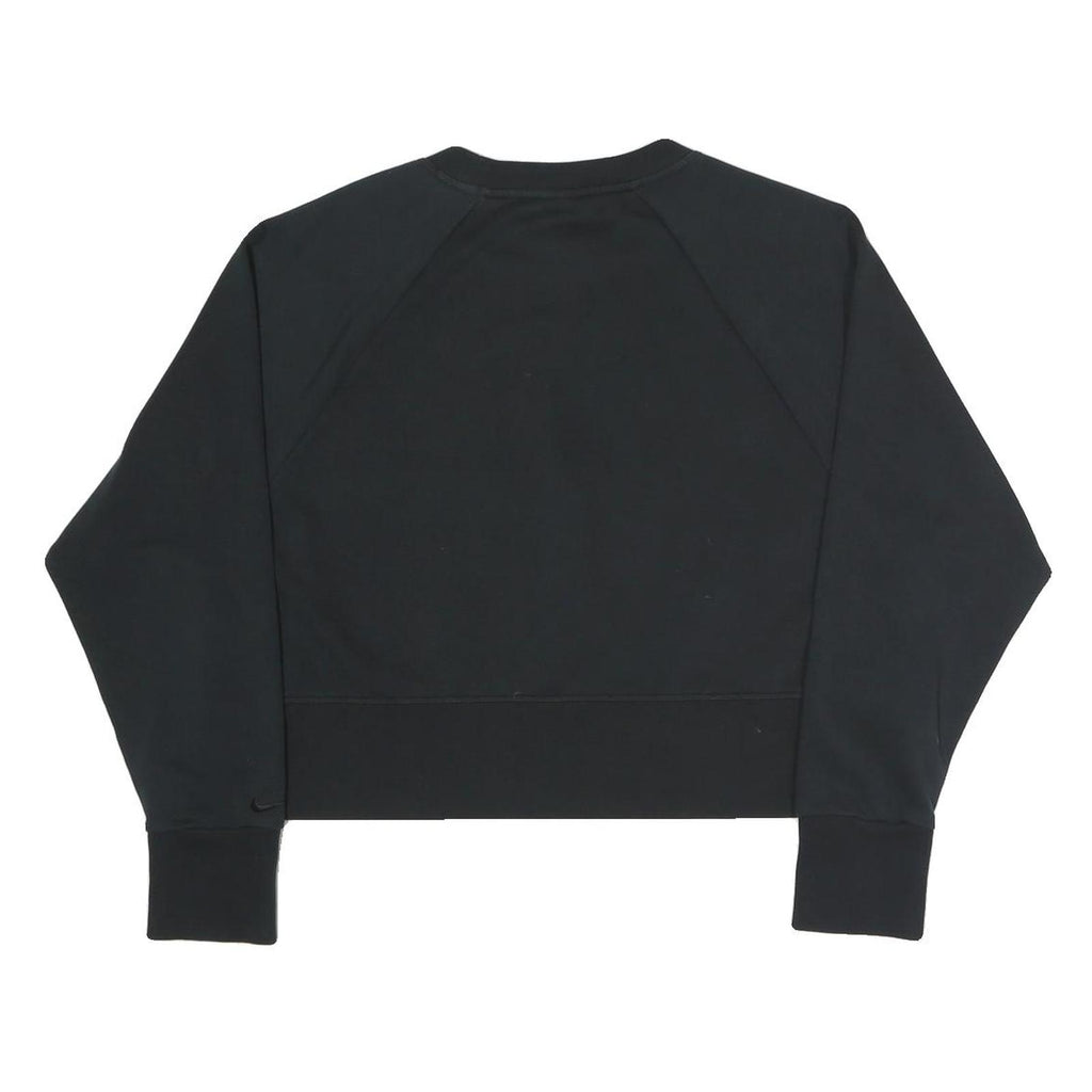 NIKE Womens Black Cotton Blend Sweatshirt Crew Neck S Embossed Logo Pullover
