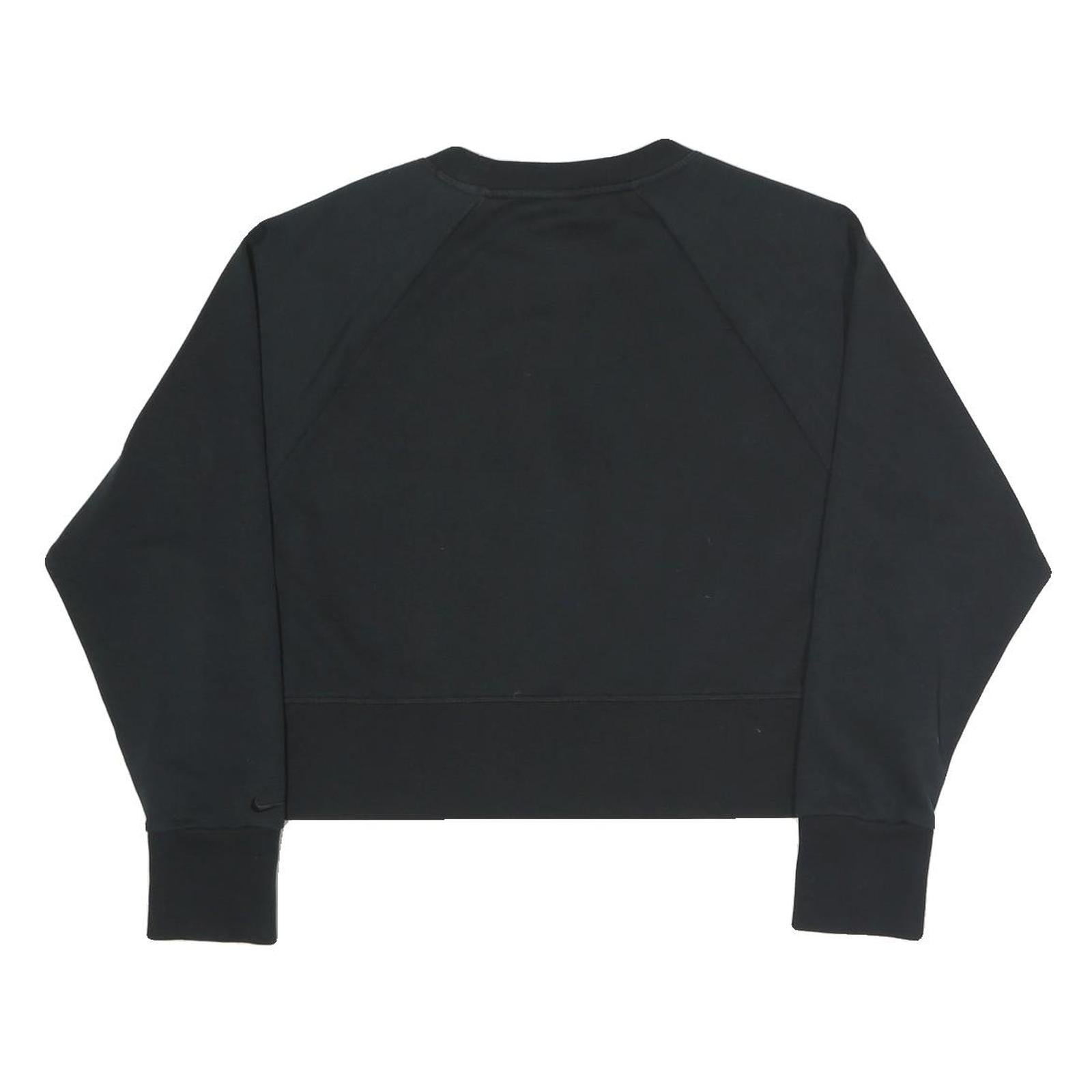 NIKE Womens Black Cotton Blend Sweatshirt Crew Neck S Embossed Logo Pullover