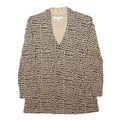 HOBBS LONDON Womens Beige & Black Printed V-Neck Long Sleeve Top S Stylish