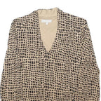 HOBBS LONDON Womens Beige & Black Printed V-Neck Long Sleeve Top S Stylish