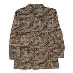 HOBBS LONDON Womens Beige & Black Printed V-Neck Long Sleeve Top S Stylish