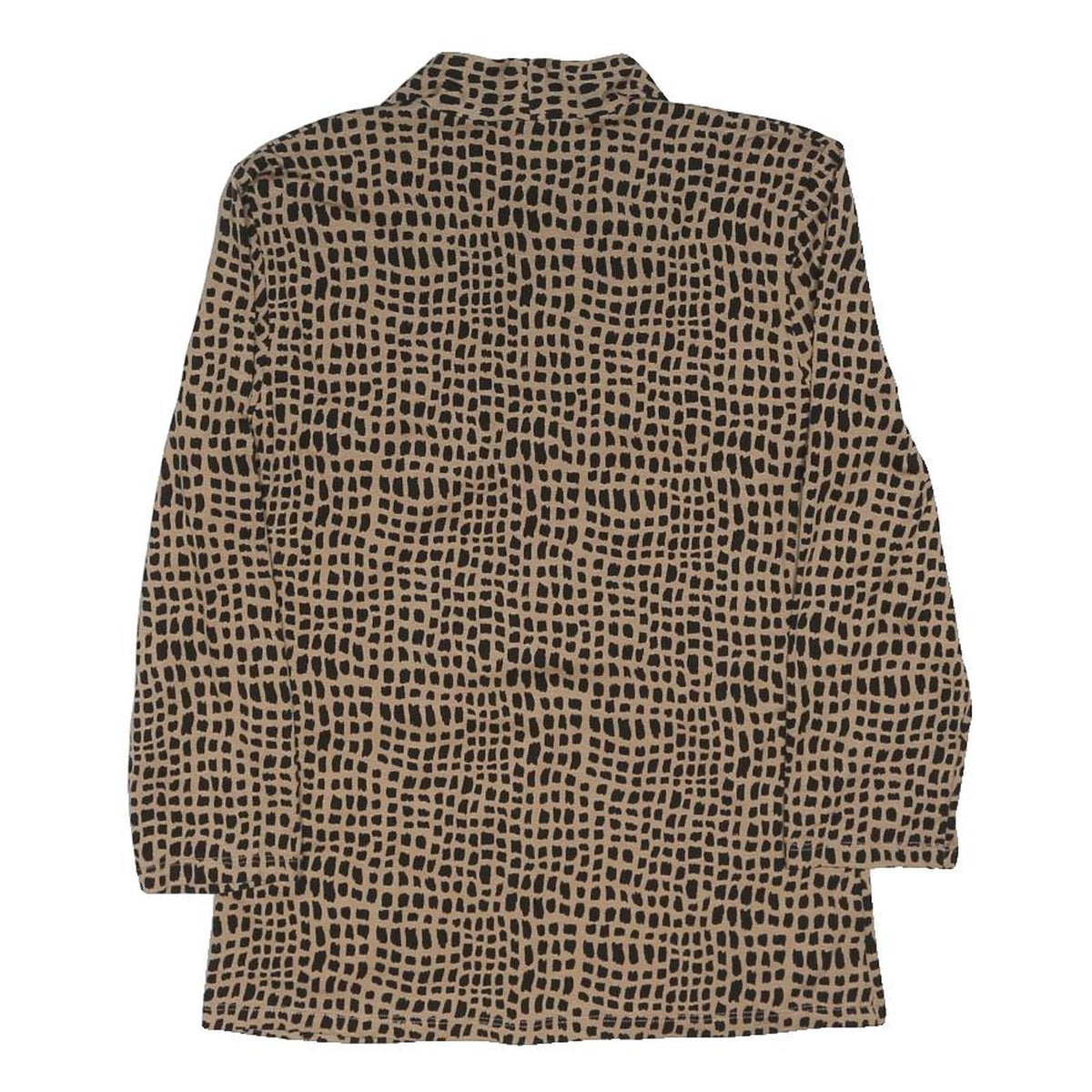 HOBBS LONDON Womens Beige & Black Printed V-Neck Long Sleeve Top S Stylish