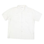 GOLDEN ERA Mens White Button Short Sleeve Shirt L Cotton Blend Summer Casual