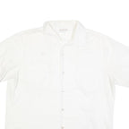 GOLDEN ERA Mens White Button Short Sleeve Shirt L Cotton Blend Summer Casual