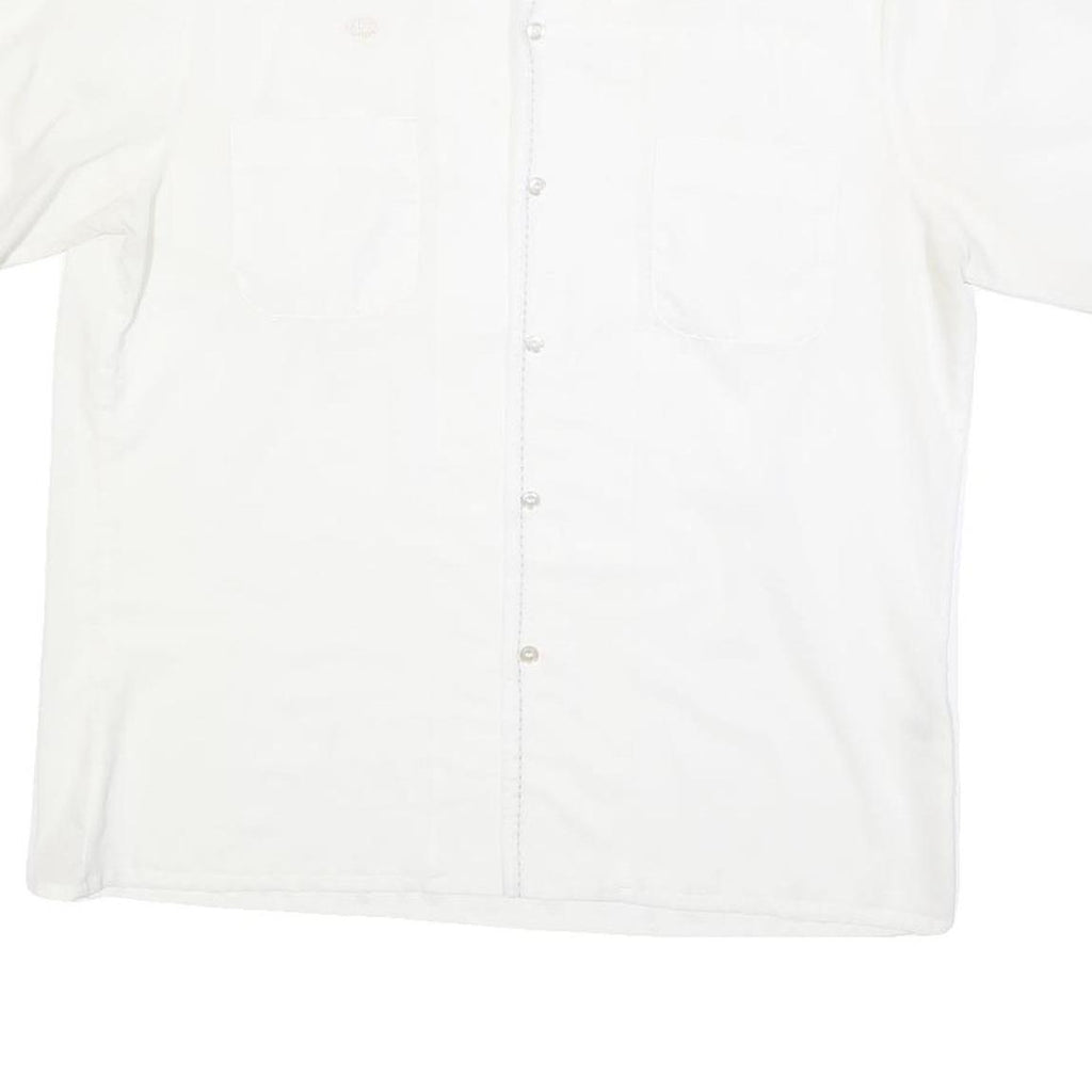 GOLDEN ERA Mens White Button Short Sleeve Shirt L Cotton Blend Summer Casual