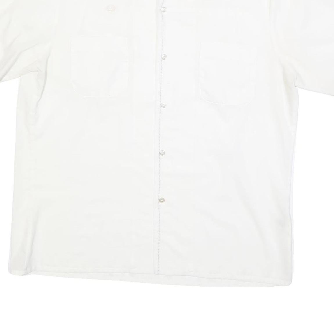 GOLDEN ERA Mens White Button Short Sleeve Shirt L Cotton Blend Summer Casual