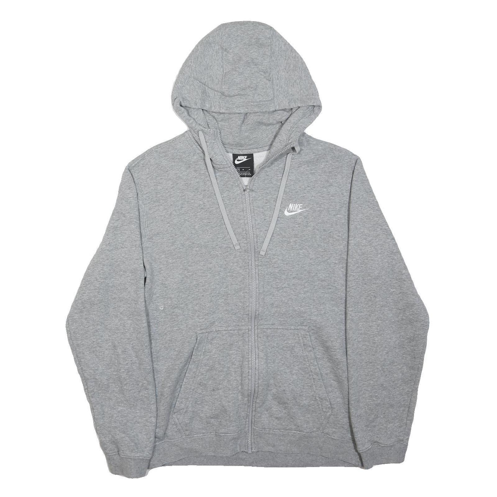 NIKE Mens Grey Full Zip Hoodie M Classic Cotton Blend Casual Sportswear