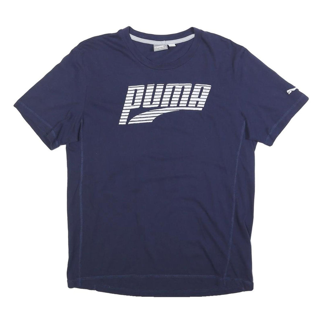 PUMA Mens Blue Graphic T-Shirt M Short Sleeve Crew Neck Logo Print