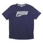 PUMA Mens Blue Graphic T-Shirt M Short Sleeve Crew Neck Logo Print