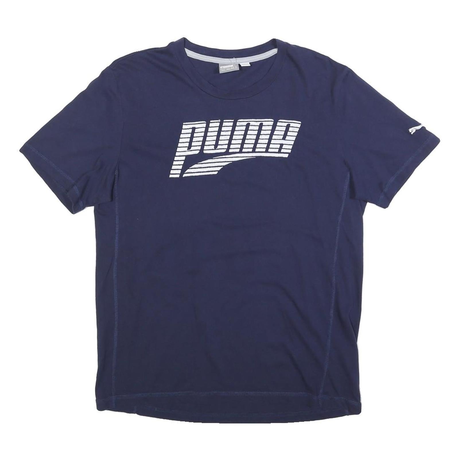 PUMA Mens Blue Graphic T-Shirt M Short Sleeve Crew Neck Logo Print