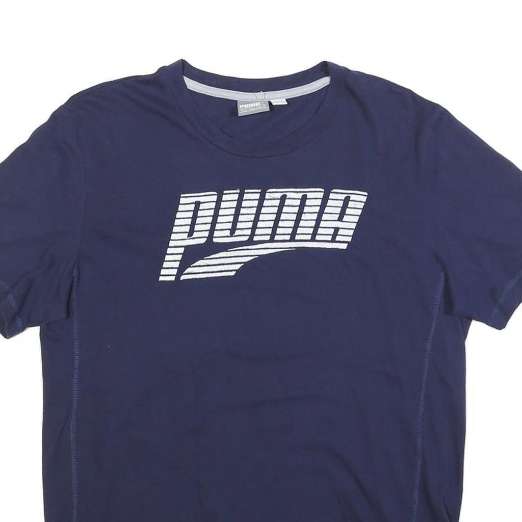 PUMA Mens Blue Graphic T-Shirt M Short Sleeve Crew Neck Logo Print