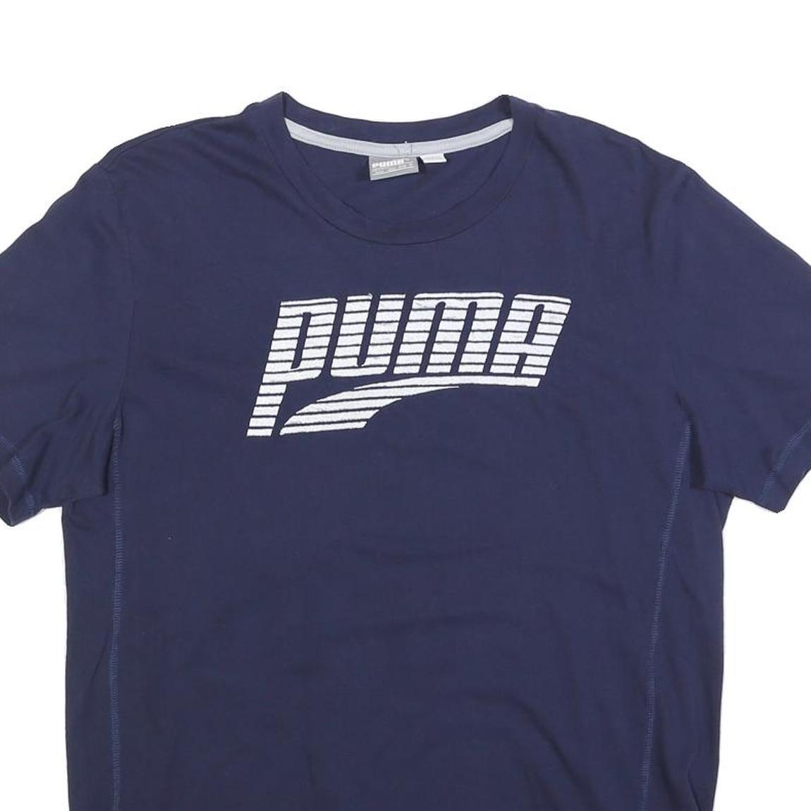 PUMA Mens Blue Graphic T-Shirt M Short Sleeve Crew Neck Logo Print