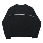 NIKE Womens Black Sweatshirt Crew Neck S Cotton Blend Logo Stripe Casual