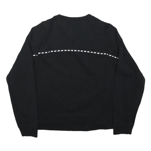 NIKE Womens Black Sweatshirt Crew Neck S Cotton Blend Logo Stripe Casual