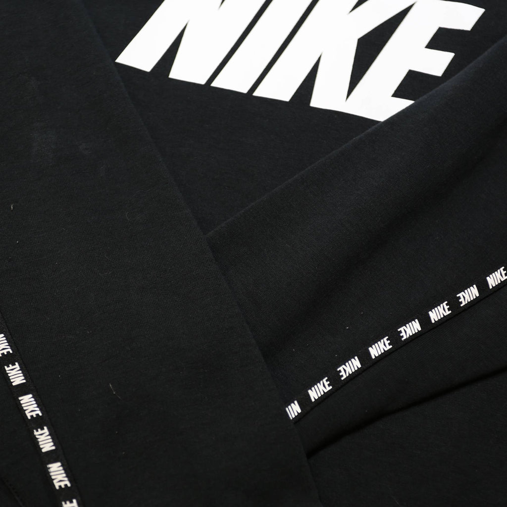 NIKE Womens Black Sweatshirt Crew Neck S Cotton Blend Logo Stripe Casual