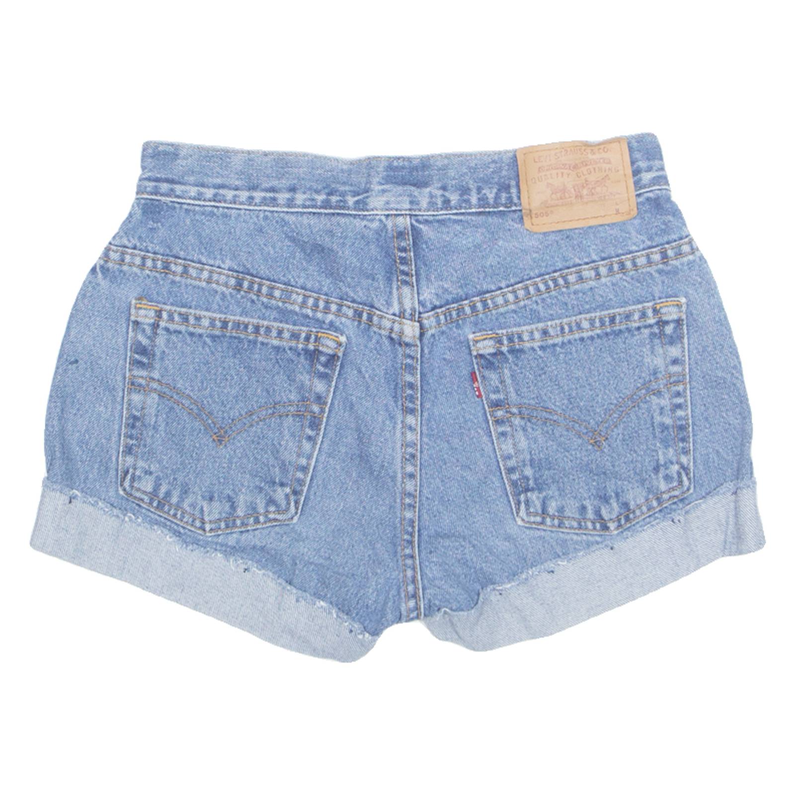 LEVI'S Turn Up 505 Womens Denim Shorts Blue Relaxed XS W26