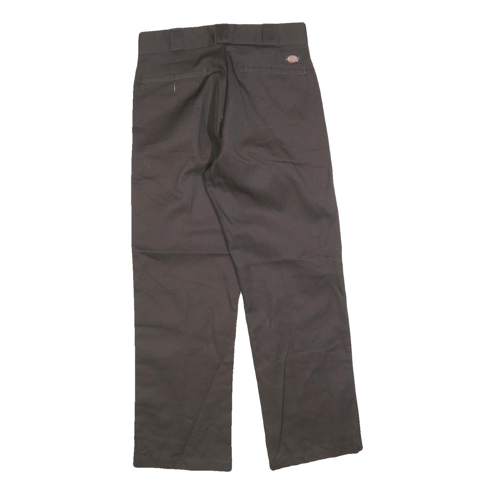 DICKIES Mens Regular Fit Black Cotton Blend Trousers W32 L30 Workwear Zip