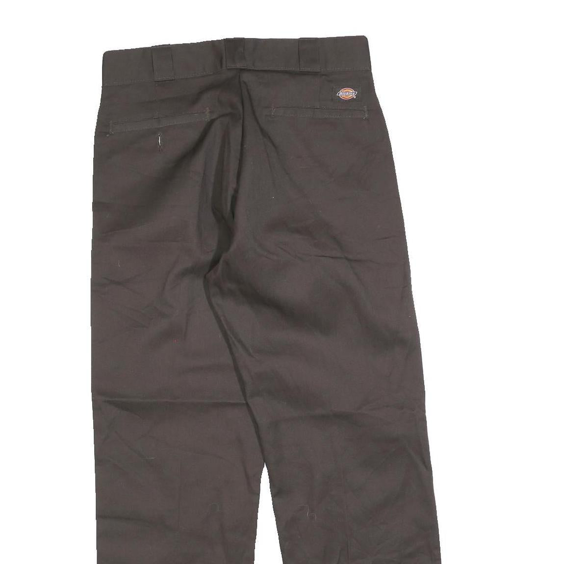 DICKIES Mens Regular Fit Black Cotton Blend Trousers W32 L30 Workwear Zip