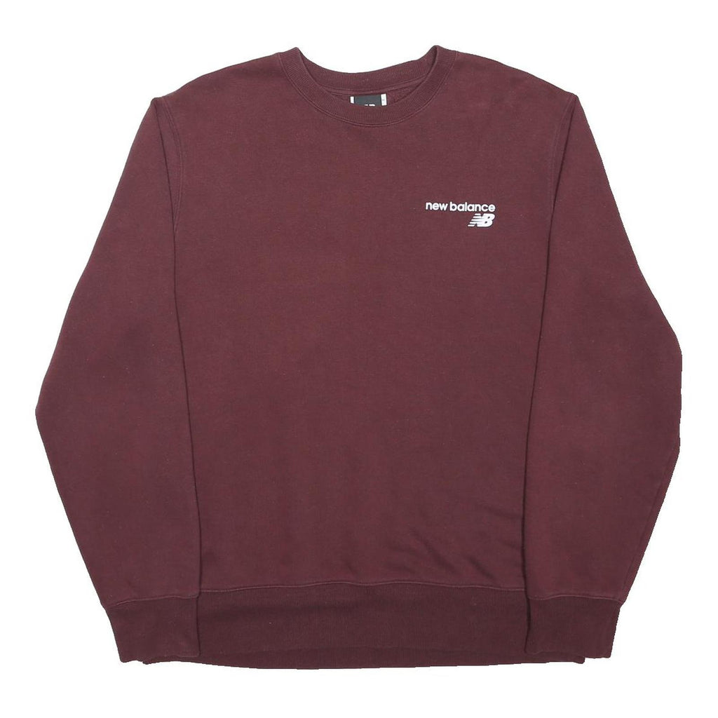 NEW BALANCE Mens Maroon Crew Neck L Cotton Blend Casual Sweatshirt