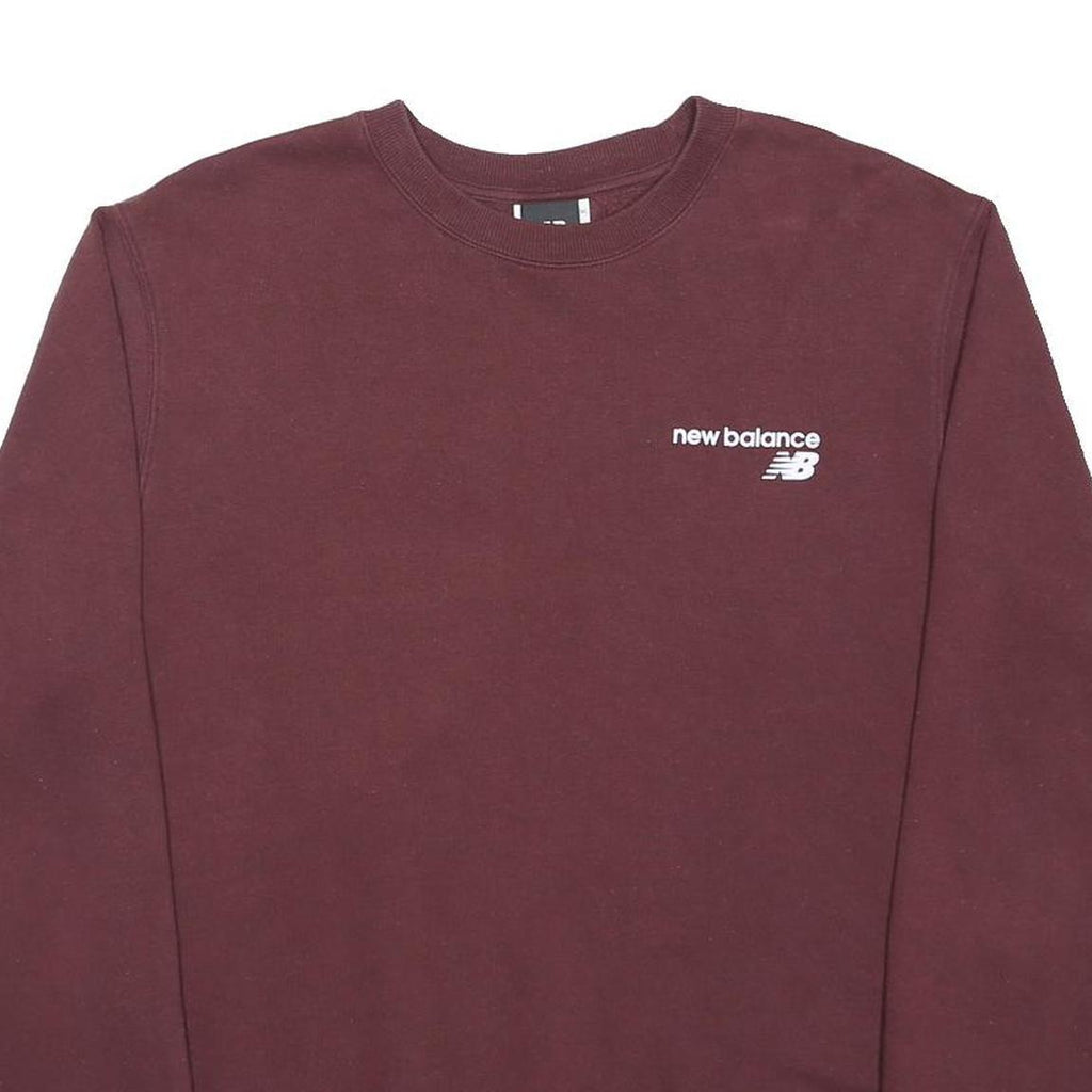 NEW BALANCE Mens Maroon Crew Neck L Cotton Blend Casual Sweatshirt