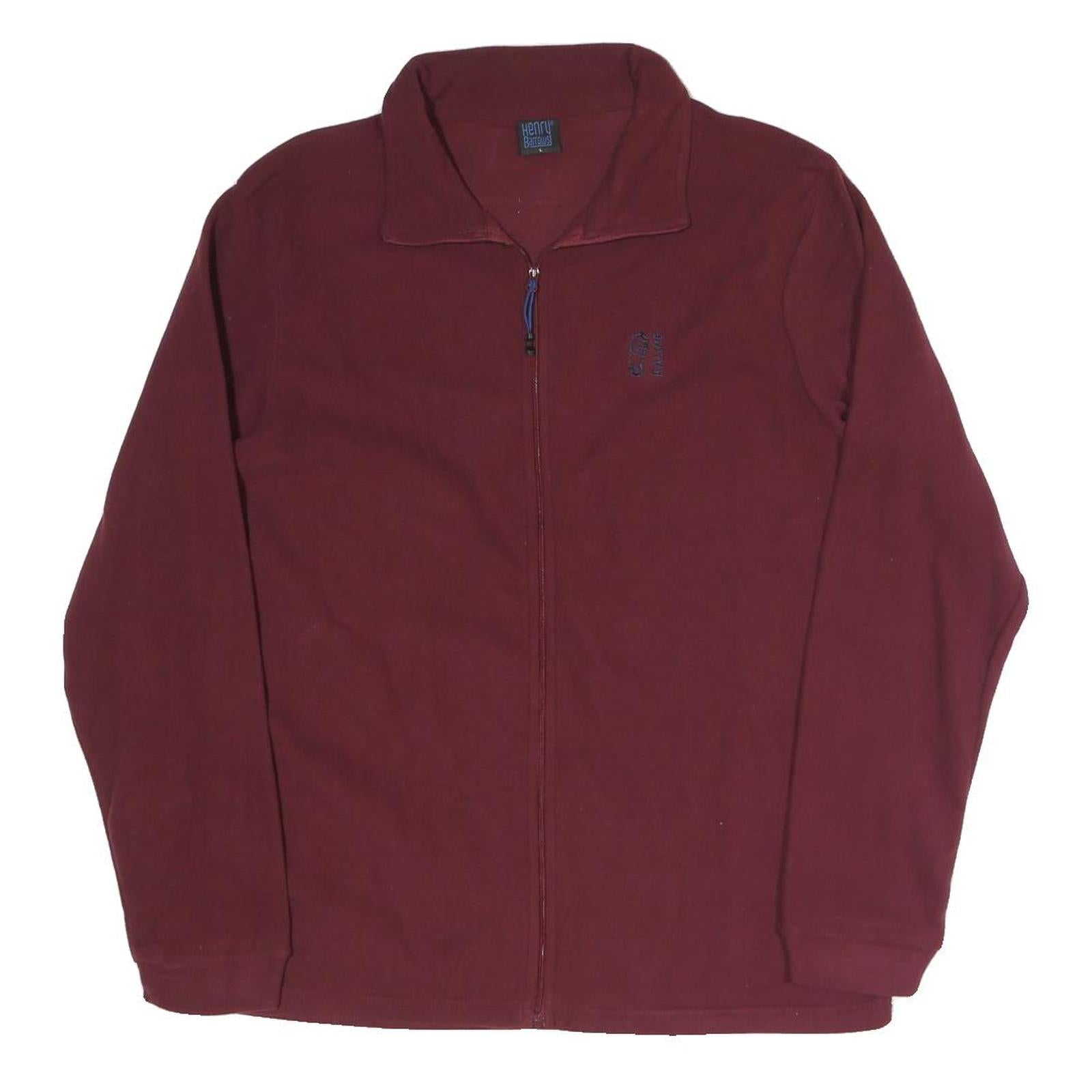 HENRY BARROWS Mens Maroon Jacket L Polyester Blend Plain Zip Casual Lightweight