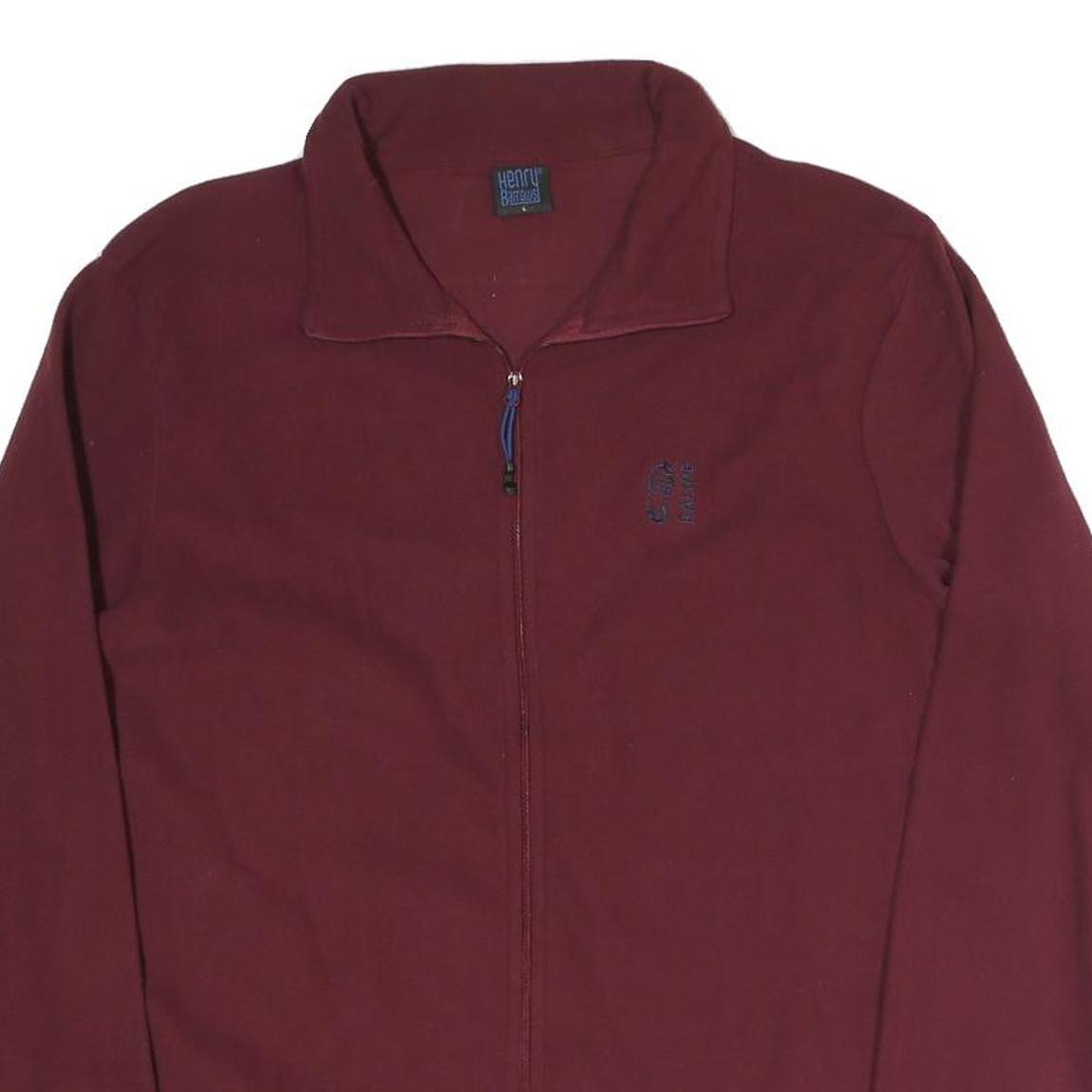 HENRY BARROWS Mens Maroon Jacket L Polyester Blend Plain Zip Casual Lightweight