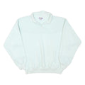STARTING POINT Womens White Polo Collar L Cotton Blend Sweatshirt Pullover