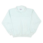 STARTING POINT Womens White Polo Collar L Cotton Blend Sweatshirt Pullover