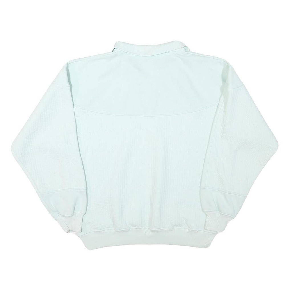 STARTING POINT Womens White Polo Collar L Cotton Blend Sweatshirt Pullover
