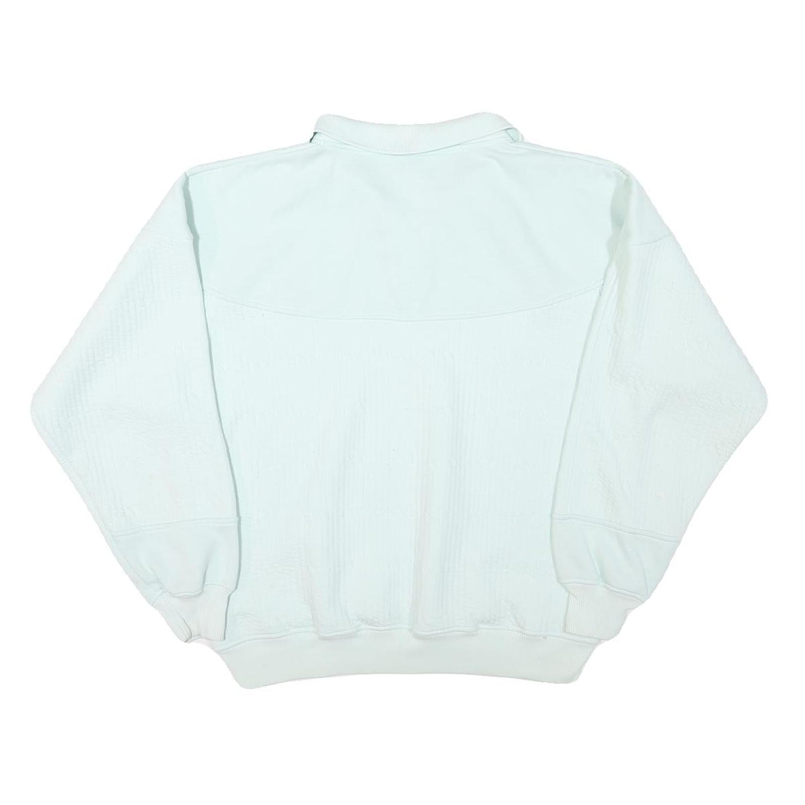 STARTING POINT Womens White Polo Collar L Cotton Blend Sweatshirt Pullover