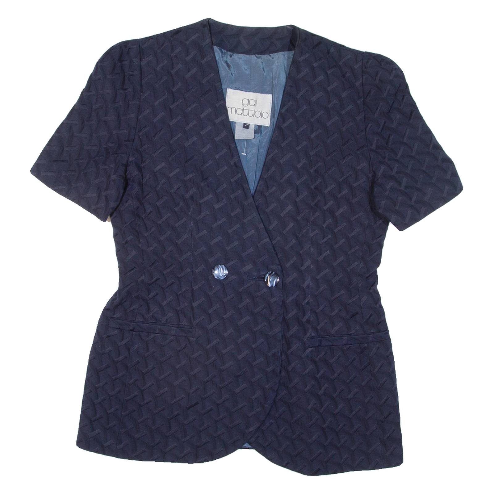 GAI MATTIOLO Womens Blazer Jacket Blue L