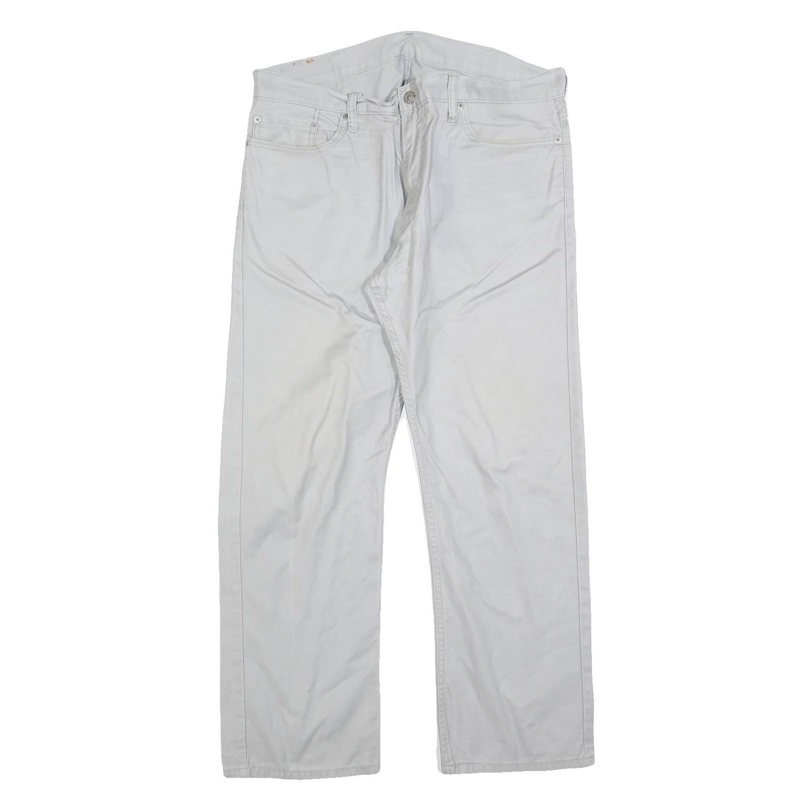 LEVI'S Mens Classic White Cotton Blend Trousers W38 L30 Zip Closure Regular Fit