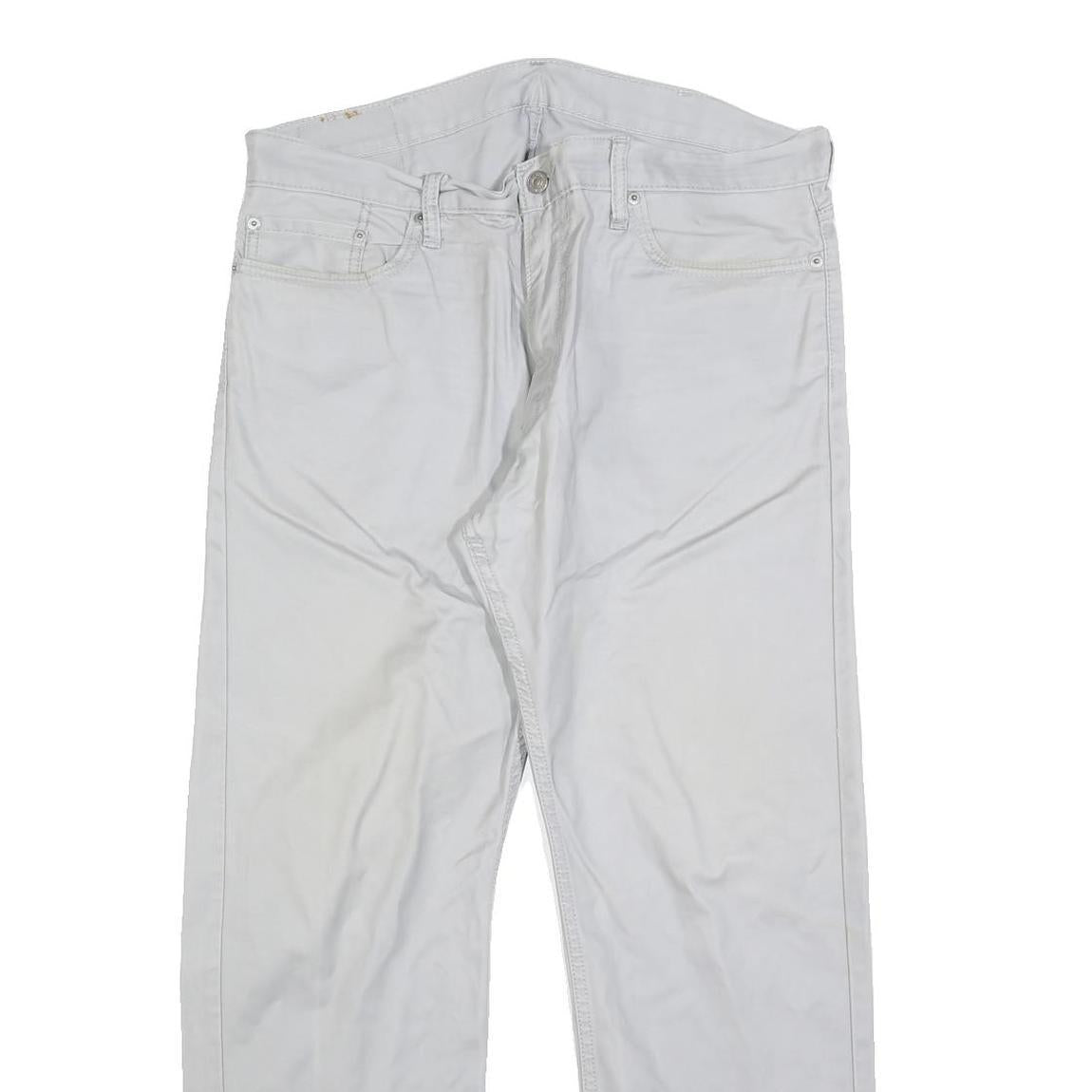 LEVI'S Mens Classic White Cotton Blend Trousers W38 L30 Zip Closure Regular Fit