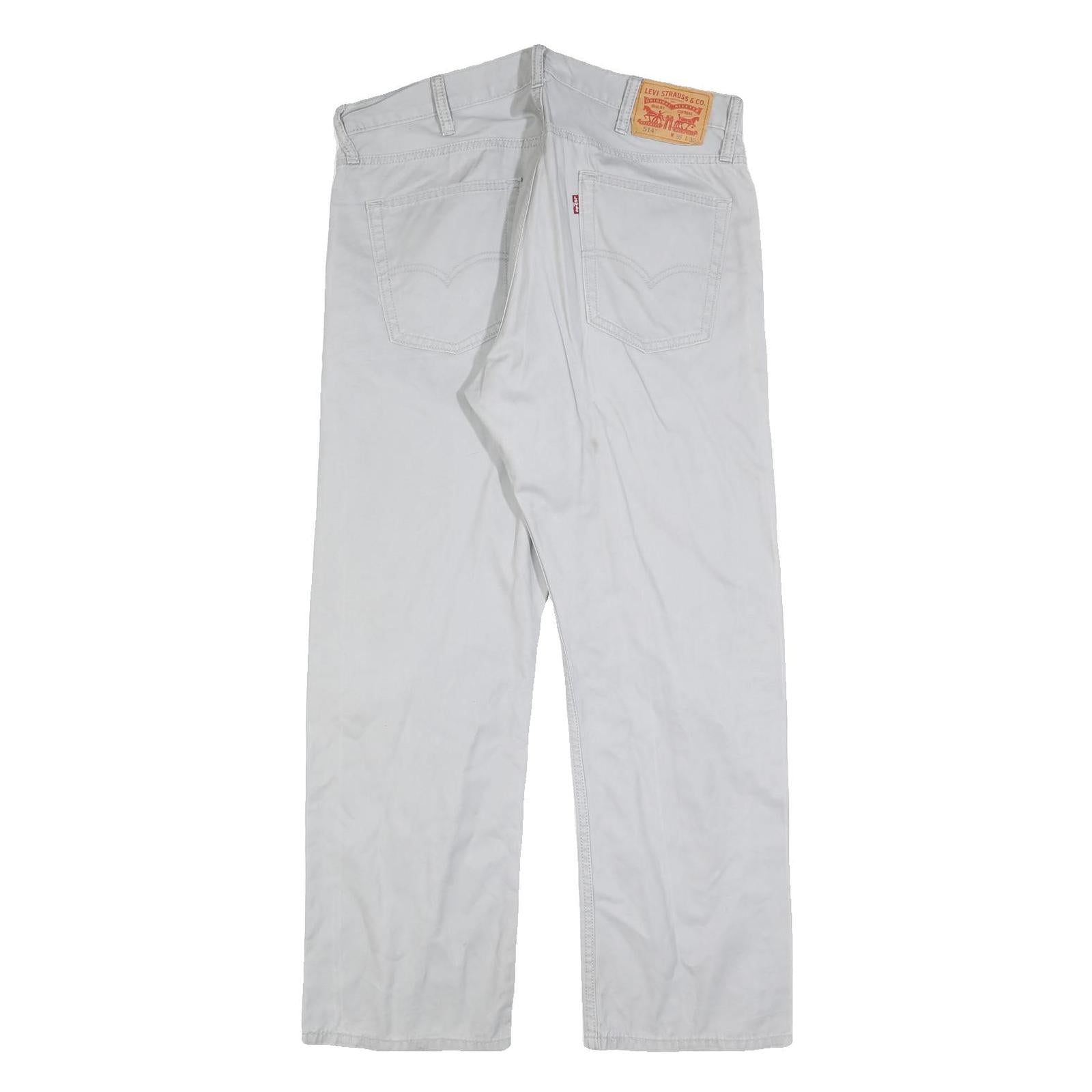 LEVI'S Mens Classic White Cotton Blend Trousers W38 L30 Zip Closure Regular Fit