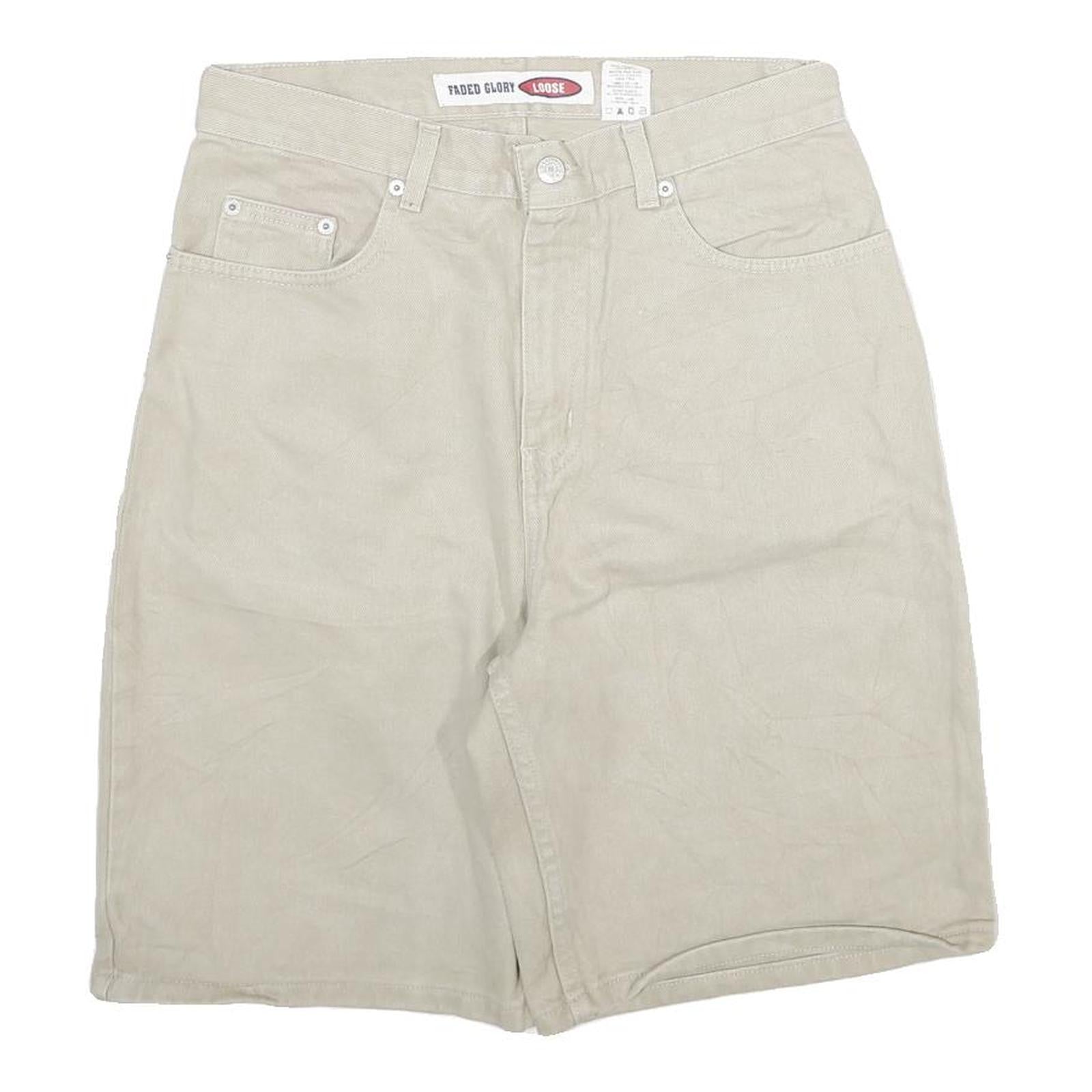 FADED GLORY Mens Shorts Beige Loose Fit L W30 Cotton Blend