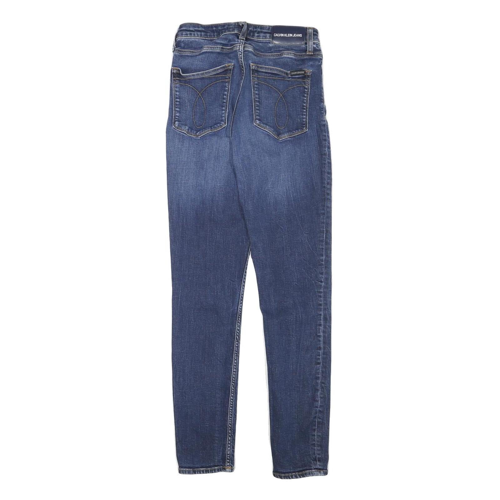 CALVIN KLEIN JEANS Womens Slim Blue Denim Raw Zip W24 L27 Stylish Comfort