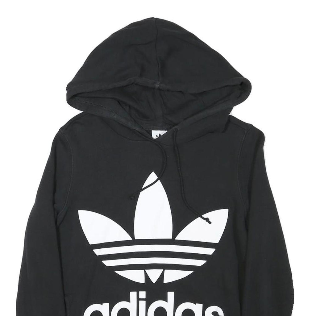 ADIDAS Womens Black Hoodie UK 8 Cotton Blend Pullover Sportswear Casual