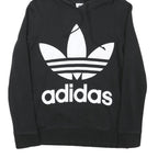 ADIDAS Womens Black Hoodie UK 8 Cotton Blend Pullover Sportswear Casual