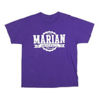 MV SPORT Mens Purple Marian University Graphic T-Shirt L Short Sleeve Crew Neck