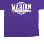 MV SPORT Mens Purple Marian University Graphic T-Shirt L Short Sleeve Crew Neck