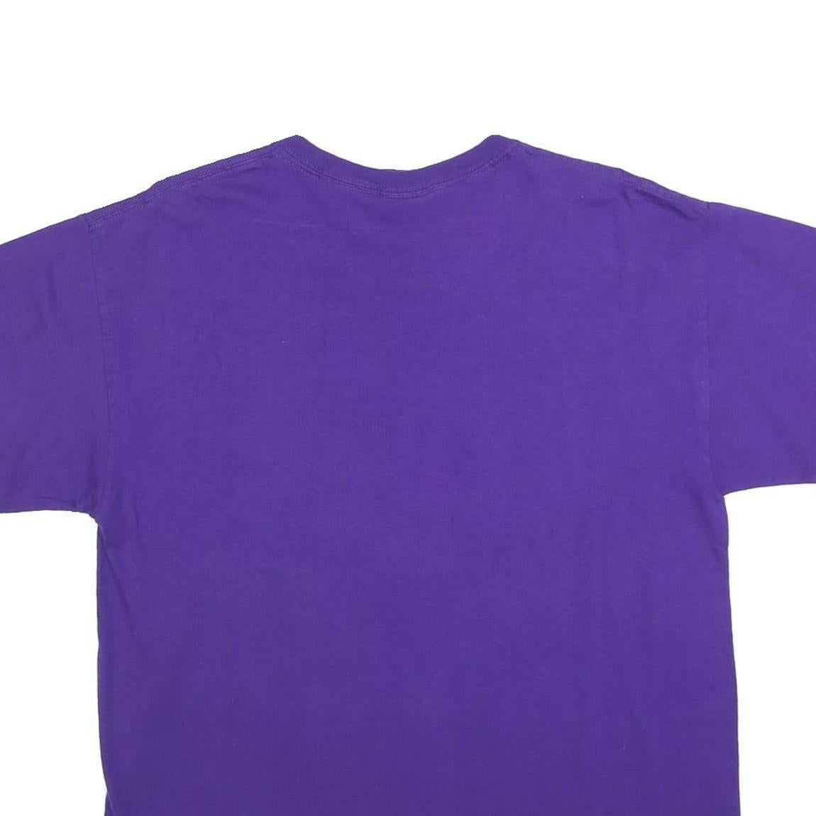 MV SPORT Mens Purple Marian University Graphic T-Shirt L Short Sleeve Crew Neck