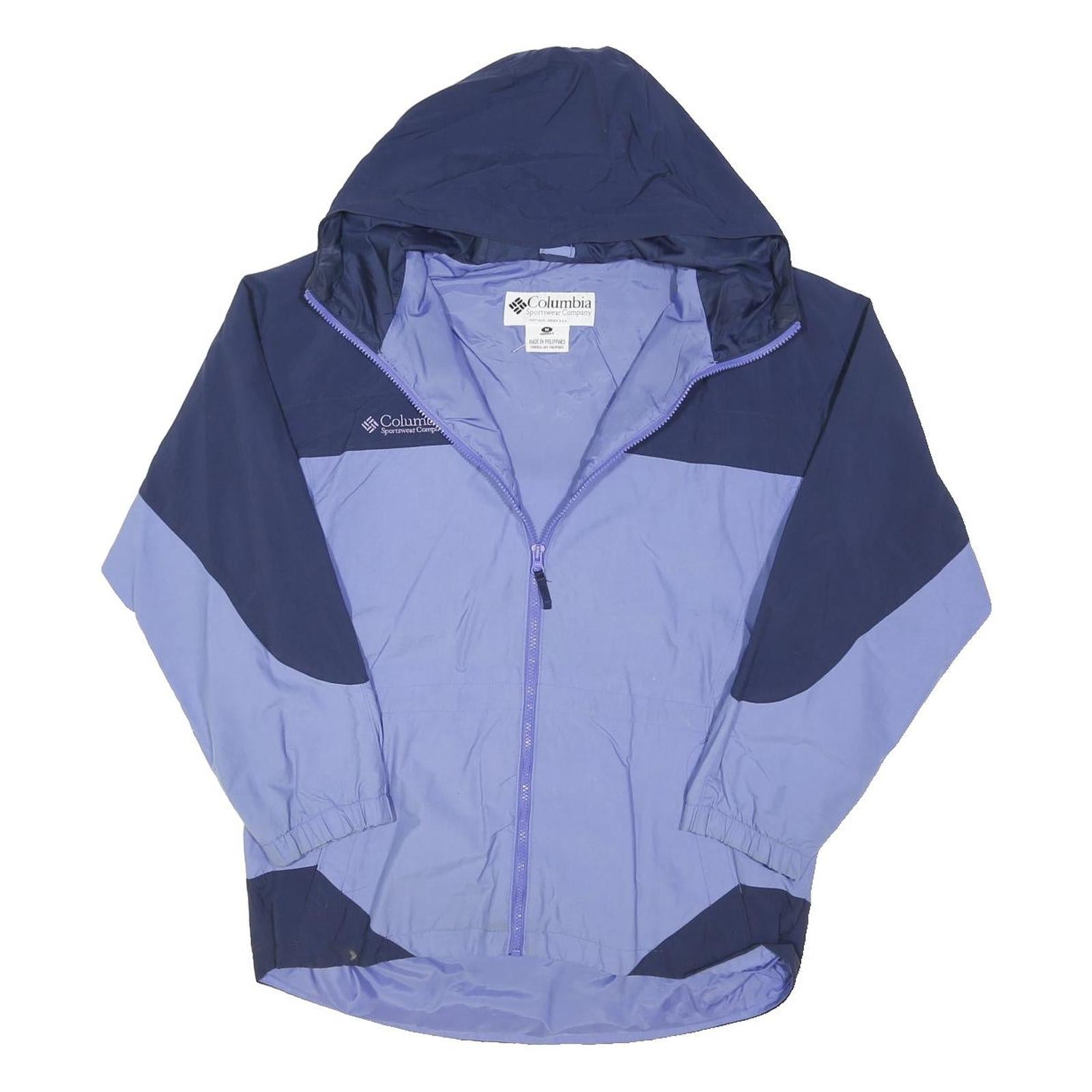 COLUMBIA Womens Blue & Navy Zip Hooded Classic Jacket M Polyester Blend Outdoor
